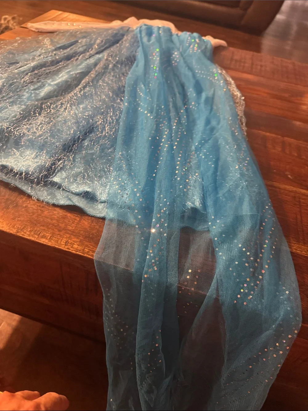 Blue and White Sparkle Tulle Dress